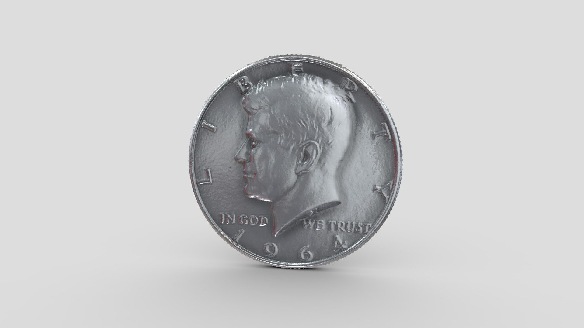 The Kennedy half dollar, first minted in 1964, is a fifty-cent coin issued by the United States Mint. Intended as a memorial to the assassinated 35th president of the United States John F. Kennedy, it was authorized by Congress just over a month after his death. Use of existing works by Mint sculptors Gilroy Roberts and Frank Gasparro allowed dies to be prepared quickly, and striking of the new coins began in January 1964. 

3d Scan of a Kennedy half dollar which was first minted in 1964 by the United States mint. It was intended as a memorial to John F Kennedy, who was murdered in 1963.  It was one of the last coins to contain 90% silver and therefore very few were seen in circulation.

Download Includes 4 million poly obj at original resolution.

Scan made with Artec Micro https://europac3d.com/3d-scanners/artec-micro-uk/ - Half Dollar Coin - Kennedy 1964 - Buy Royalty Free 3D model by Europac3d 3d model