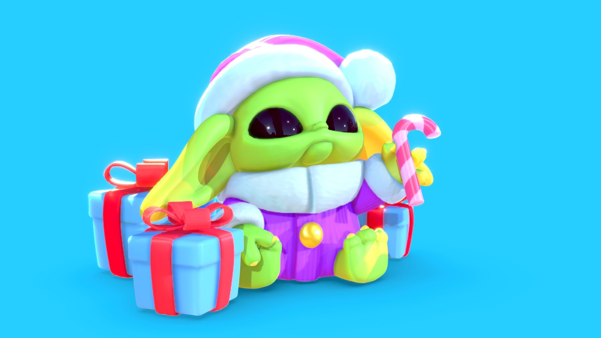 A cute scene I made for Christmas with baby yoda :D - Christmas Star - Buy Royalty Free 3D model by L3X 3d model