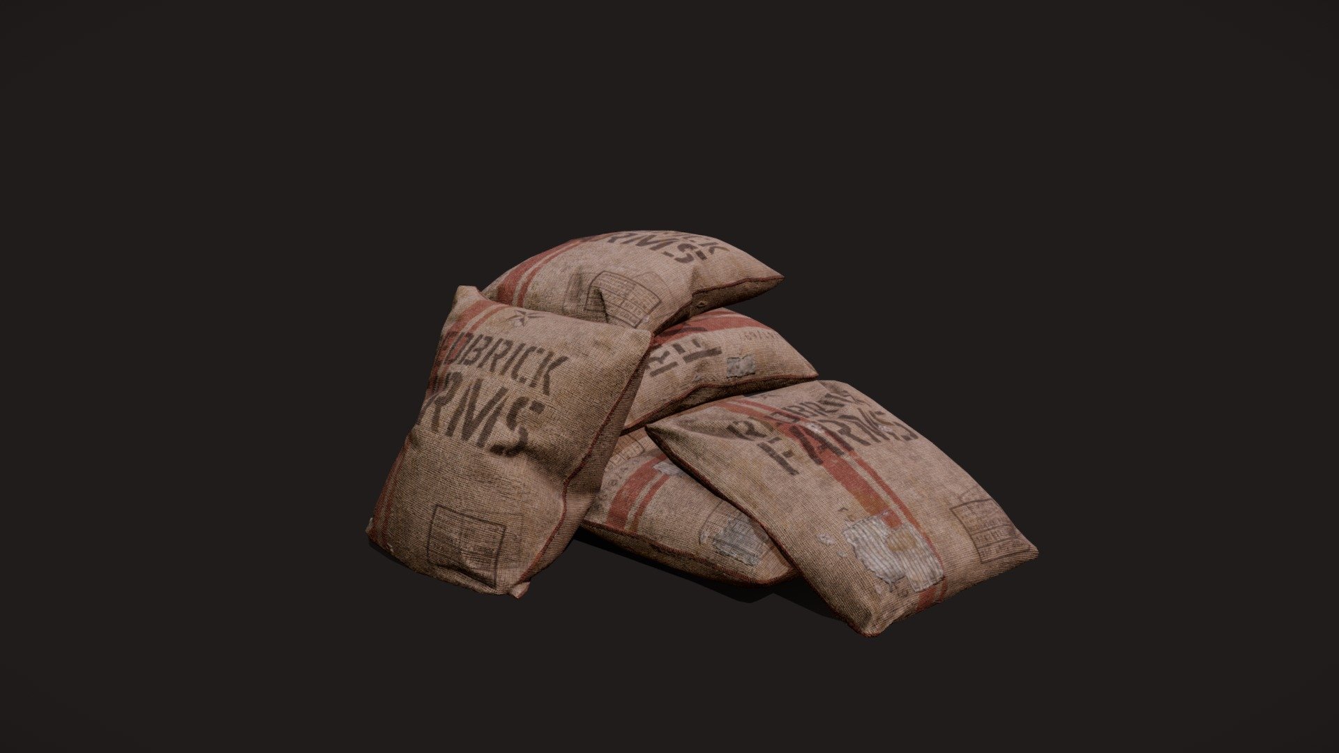 Glad to present the farm sacks that I made for my Greenhouse scene.

The sacks are made as game assets, they can be separated into 3 separately textured parts. The texture archive contains 4k BC, N (DirectX), M, R maps, as well as combined ORM map.

P.s. If you use my models in any projects, please don’t be shy to share the link to the project, I would be delighted to see my work in action :) - Farm Sacks - 3D model by panrichi 3d model