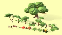 Low Poly Nature Pack trees, tree, plant, grass, plants, mushroom, hollow, mushrooms, vegetation, foliage, nature, roots, root, game, lowpoly