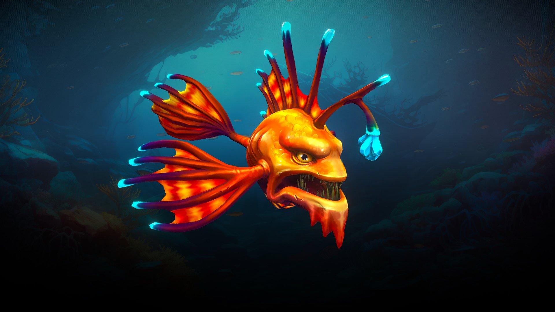Stylized character for a project.

Software used: Zbrush, Autodesk Maya, Autodesk 3ds Max, Substance Painter - Stylized Anglerfish - 3D model by N-hance Studio (@Malice6731) 3d model