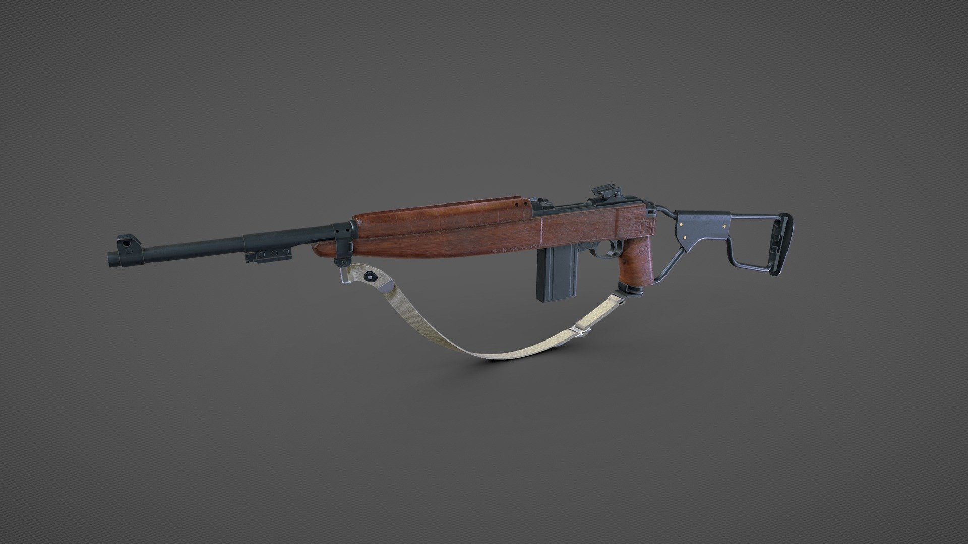 M1A1 Carbine Paratrooper




Low-poly ready to use in games, AR/VR (17,534 tris)

Textures are in PNG format 4096x4096 PBR metalness 1 set.

Available formats: MAX 2018 and 2015, OBJ, MTL, FBX, .tbscene.

Separate objects for animation.

Files unit: Centimeters.

If you need any other file format you can always request it.

All formats include materials and textures.
 - M1A1 Carbine Paratrooper - Buy Royalty Free 3D model by MaX3Dd 3d model