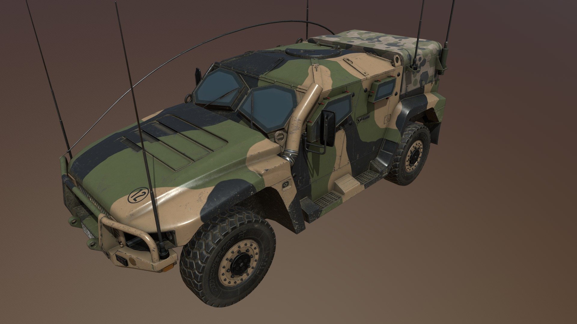 The Hawkei PMV is a light 4 x 4 protected mobility vehicle originally designed to meet an Australian Defence Force (ADF) requirement for a light armoured patrol vehicle. 

Project LAND 121 is a multi-phase project providing the ADF with current-generation, high-capability field vehicles, modules and trailers 3d model