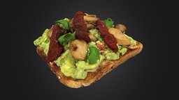 Avocado toast toast, avocado, photogrammetry, low, poly