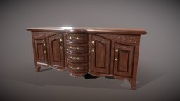 Fancy Cupboard lowpoly victorian, desk, vintage, table, gothic, drawer, drawers, fancy, golden, cupboard, lowpoly, wood, container