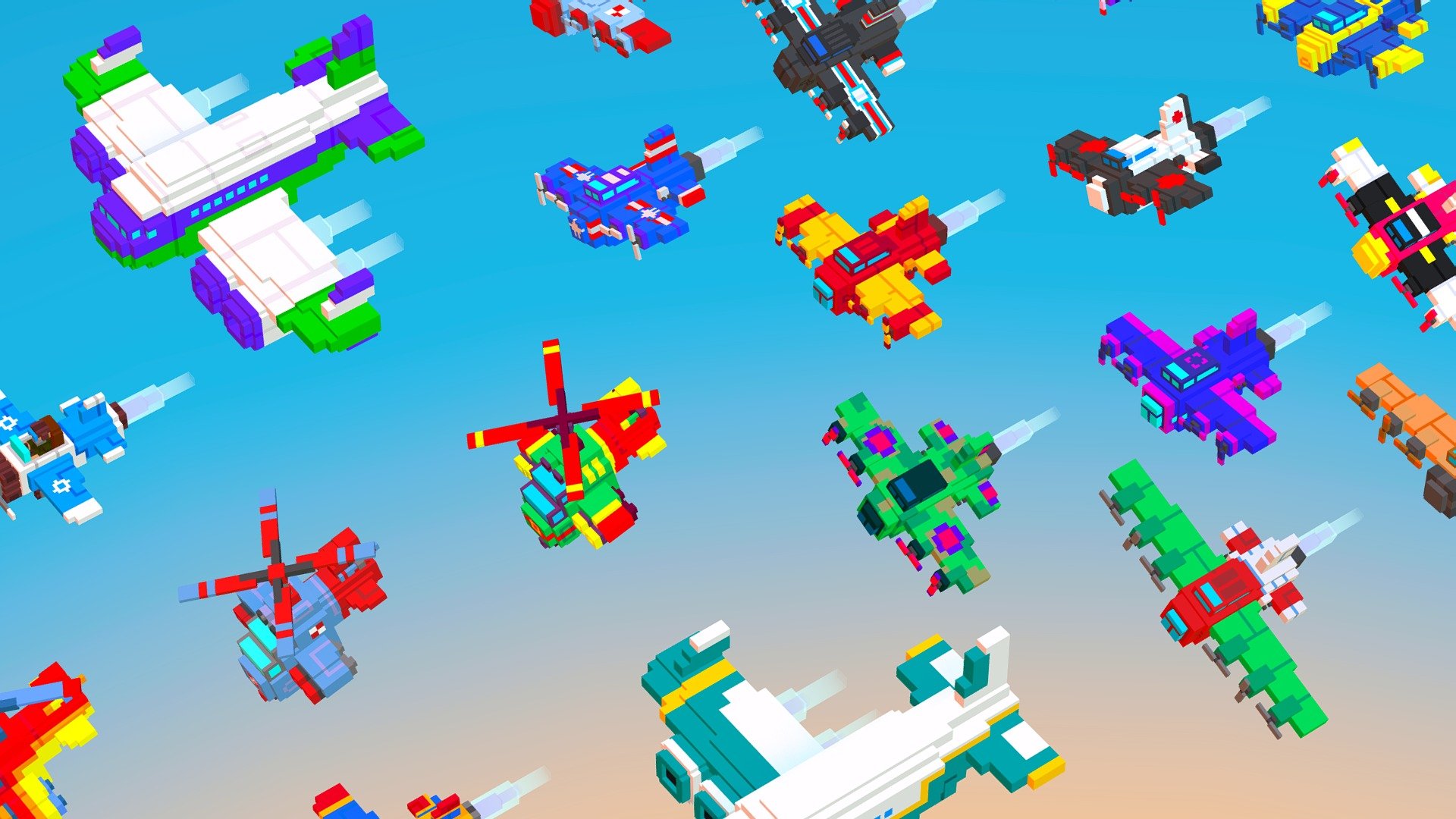 Collection of 37 Detailed, Unique Voxel Aircrafts which can be easily integrated into your game!

Archive contains: (MagicaVoxel) file .vox; .obj + .mtl; .fbx; texture palette .png
+Flight animation

5 types of aircrafts:
B18 - 10
B17 - 20
Airbus - 2
Helicopter -3
Miniplane - 2 - Voxel Aircrafts Pack - 3D model by Vladimir Abashin (@UncleV89) 3d model