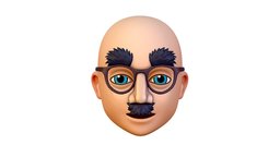 Clown Glasses for Young Man Boy Bald Head face, eye, virtual, modern, school, toon, style, time, clown, avatar, boy, lips, collection, brown, icon, sunglasses, young, customization, glasses, head, customize, casual, personnage, mustache, meta, bald, lenses, schoolboy, eyebrows, caucasian, trendy, fashionable, glass, cartoon, man, wood, student, male, textured, "skin", "guy", "casualstyle"