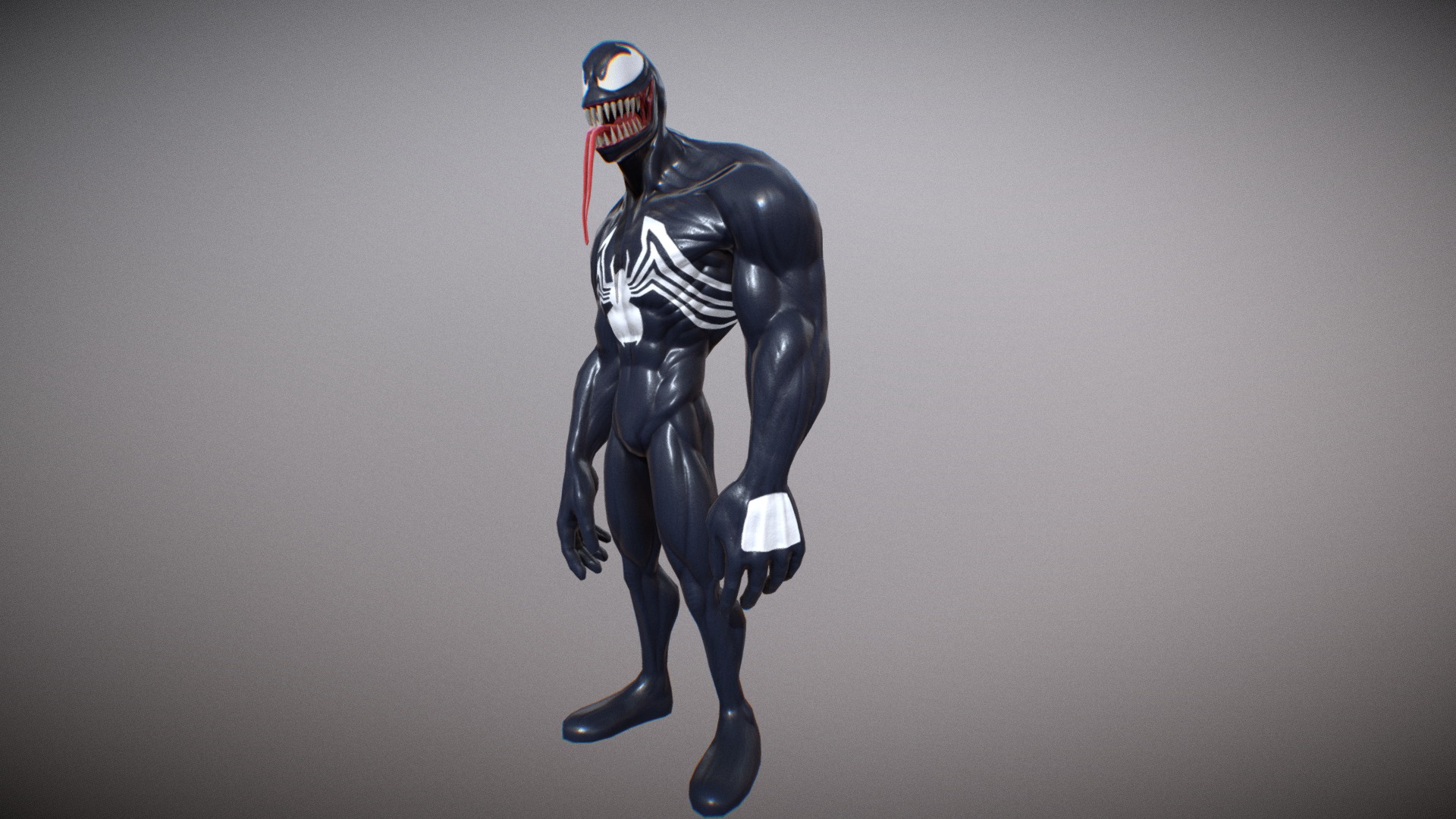 Recently I remembered that I have a Venom model I did after watching the movie about a month ago. 
So I textured the guy.

Model made by me in Zbrush and 3DSMax, textured in Photoshop and Substance Painter 3d model