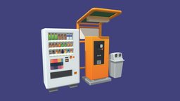 Japanese Coin Parking Set japan, vendingmachine, 3dprops, lowpoly, 3dmodel
