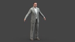Businessman In A Grey Suit Low Poly PBR face, anatomy, suit, european, people, ready, business, vr, ar, , realistic, head, muscular, men, athletic, caucasian, character, asset, game, 3d, pbr, low, poly, man, animated, human, male, rigged, guy