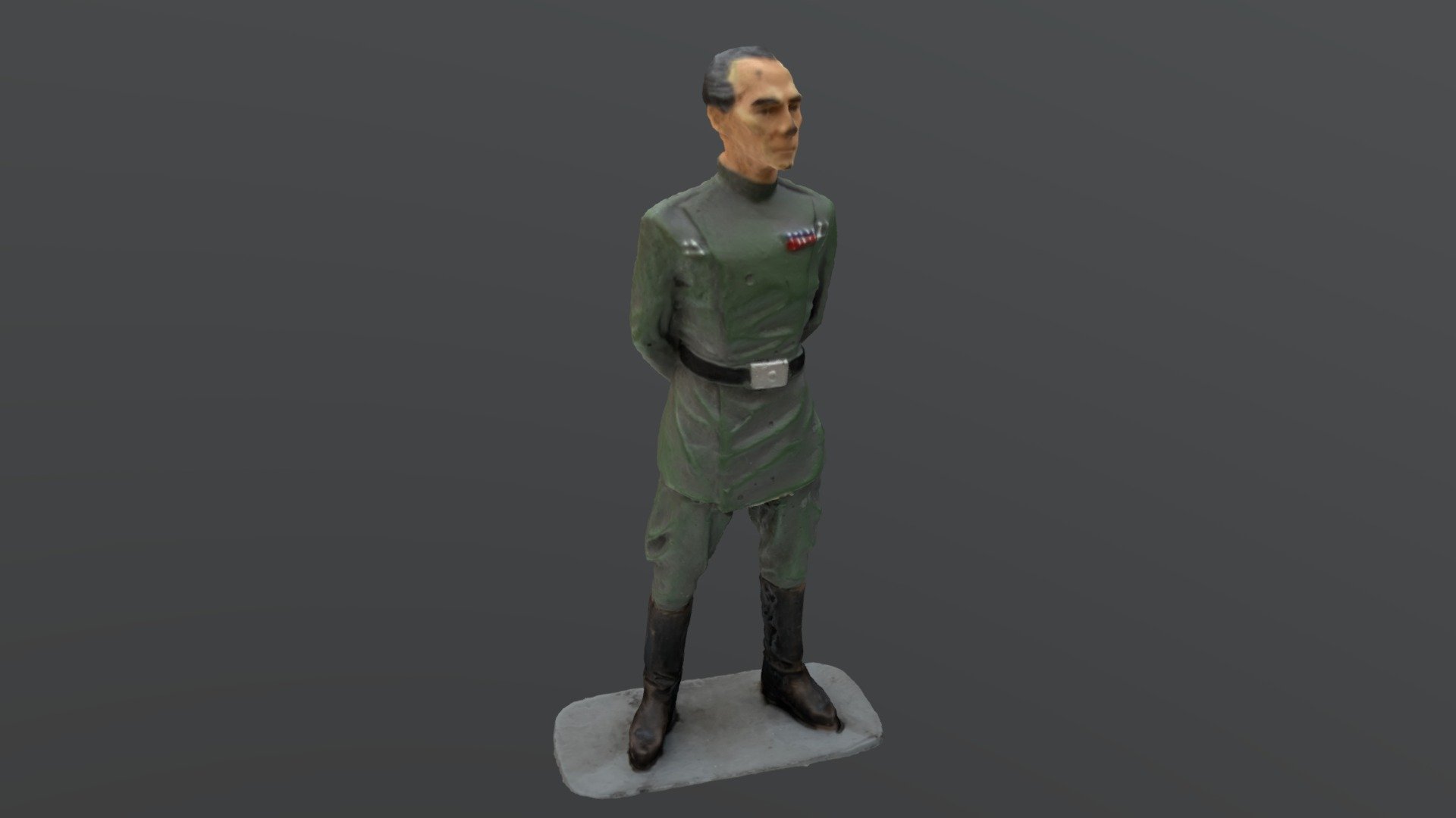 A miniature lead statue of Grand Moff Tarkin, a character from the Star Wars franchise, captured with RealityScan photogrammetry software 3d model