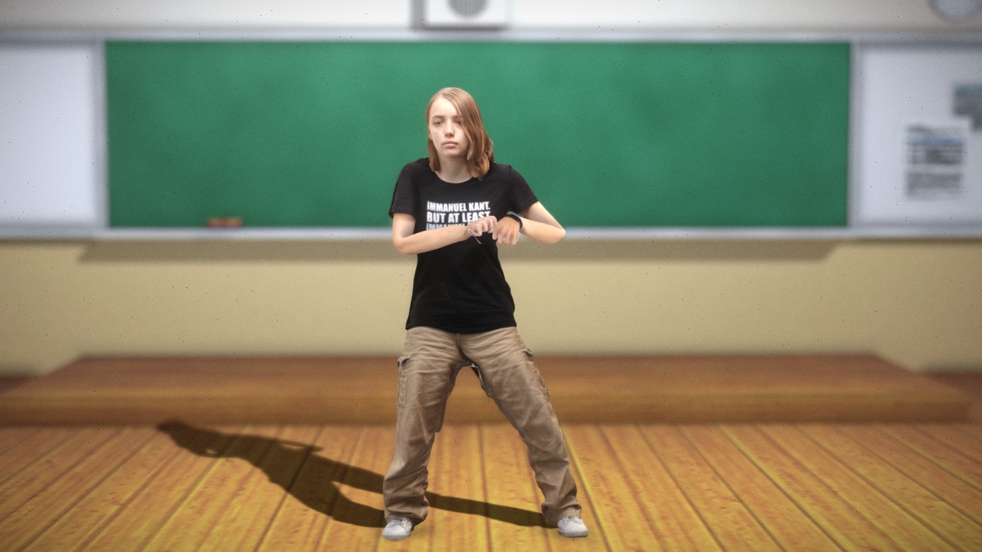 Scene of a blonde girl dancing in a Room. Mesh created and captured in our Studio in Vienna, Kaisermühlen.

Background Scene by NewDOF:
https://sketchfab.com/3d-models/imitation-classroom-stage-b2a393020cee4f54b61cca70ea95ac35 - Scene - Blonde Girl Dancing - 3D model by ViARsys 3d model