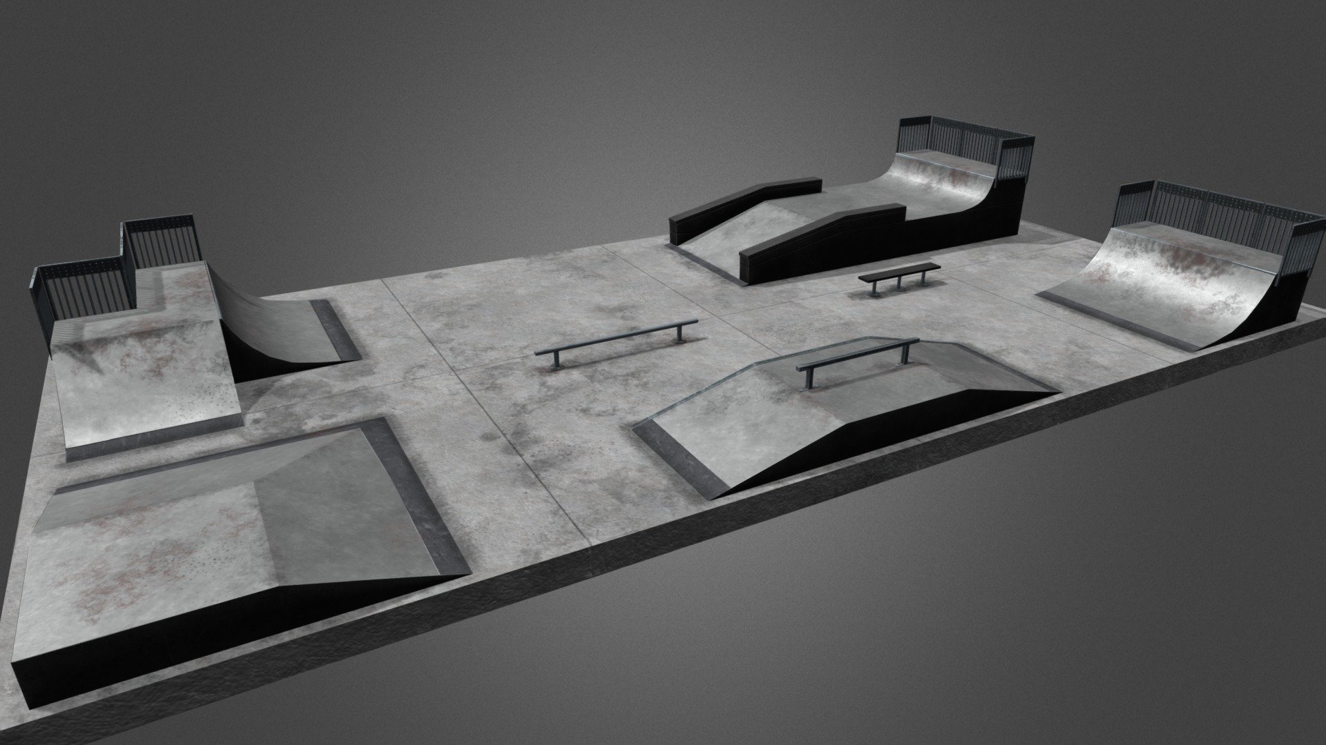 This is a skate park based on Barber Park in Orlando Florida - Barber Park Skate Park - 3D model by Noah_Goyette 3d model
