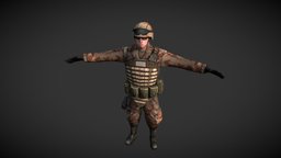 Soldier US character-texture-lowpoly