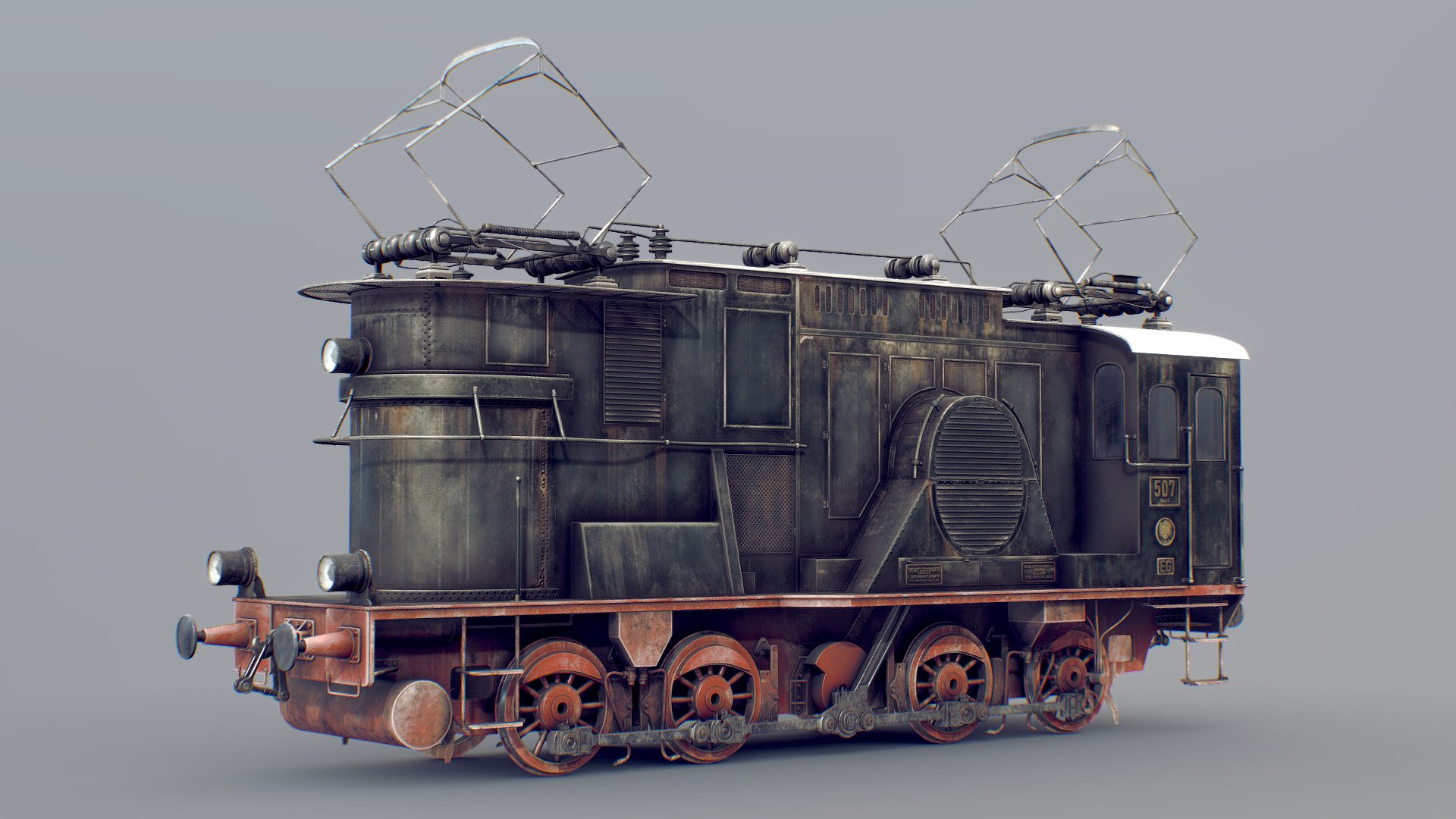 Early German electric locomotive from 1913 - EG 507 - Download Free 3D model by Jesper Landin (@JesperLandin) 3d model