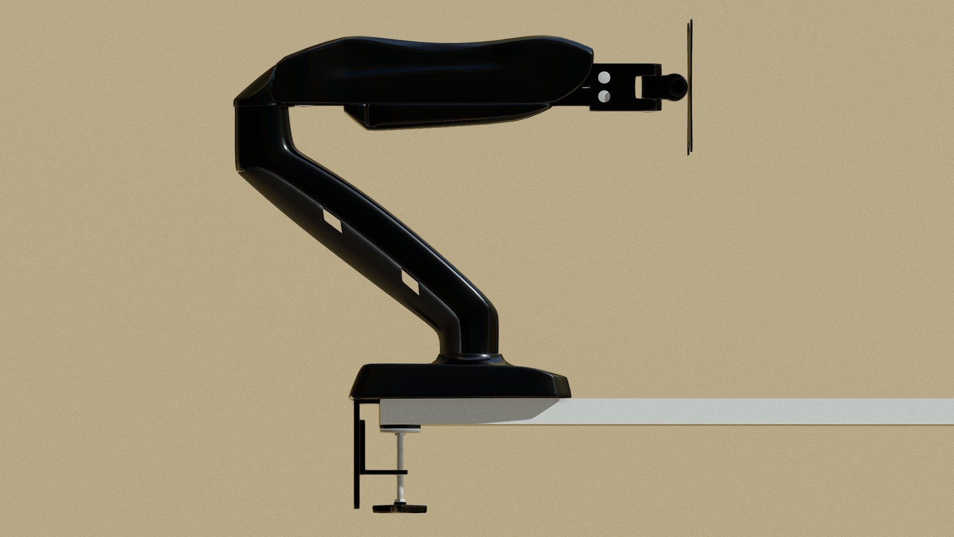 The monitor mount  monitor arm is a high quality model to add more detail and realism to your rendering projects. A lot of details. A lot of quality. Great for close-up render. Best with minimalistic flats, houses and abstract visualizations. All you need is only past this model into your project. All parts of model is separeted, so you can edit them easily, or you can join them if necessary. All objects and light was removed from scene. PBR material included. 23 641 vertices. Moddeled in Blender 2.8.

If you have any questions, please text me. Please, tell me, why you won't buy my model.

Hope you enjoy using my models. I am open for questions and suggestions 3d model