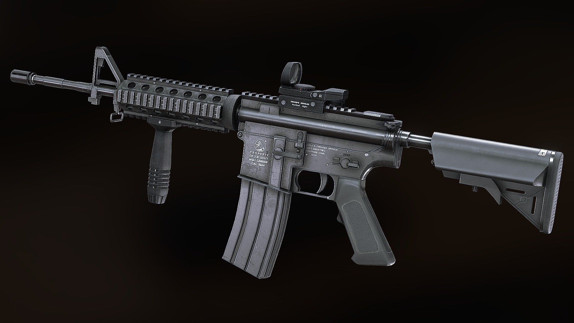Updated version of my old M4A1. Shapes are a little better than the previous version which resembled a paint ball gun by mistake. Whoopsi 3d model