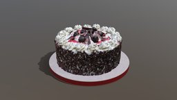 Black Forest Gateau cake, cherry, chocolate, fresh, berry, birthday, scanned, bakery, gateau, photogrammetry, 3dsmax, 3dsmaxpublisher