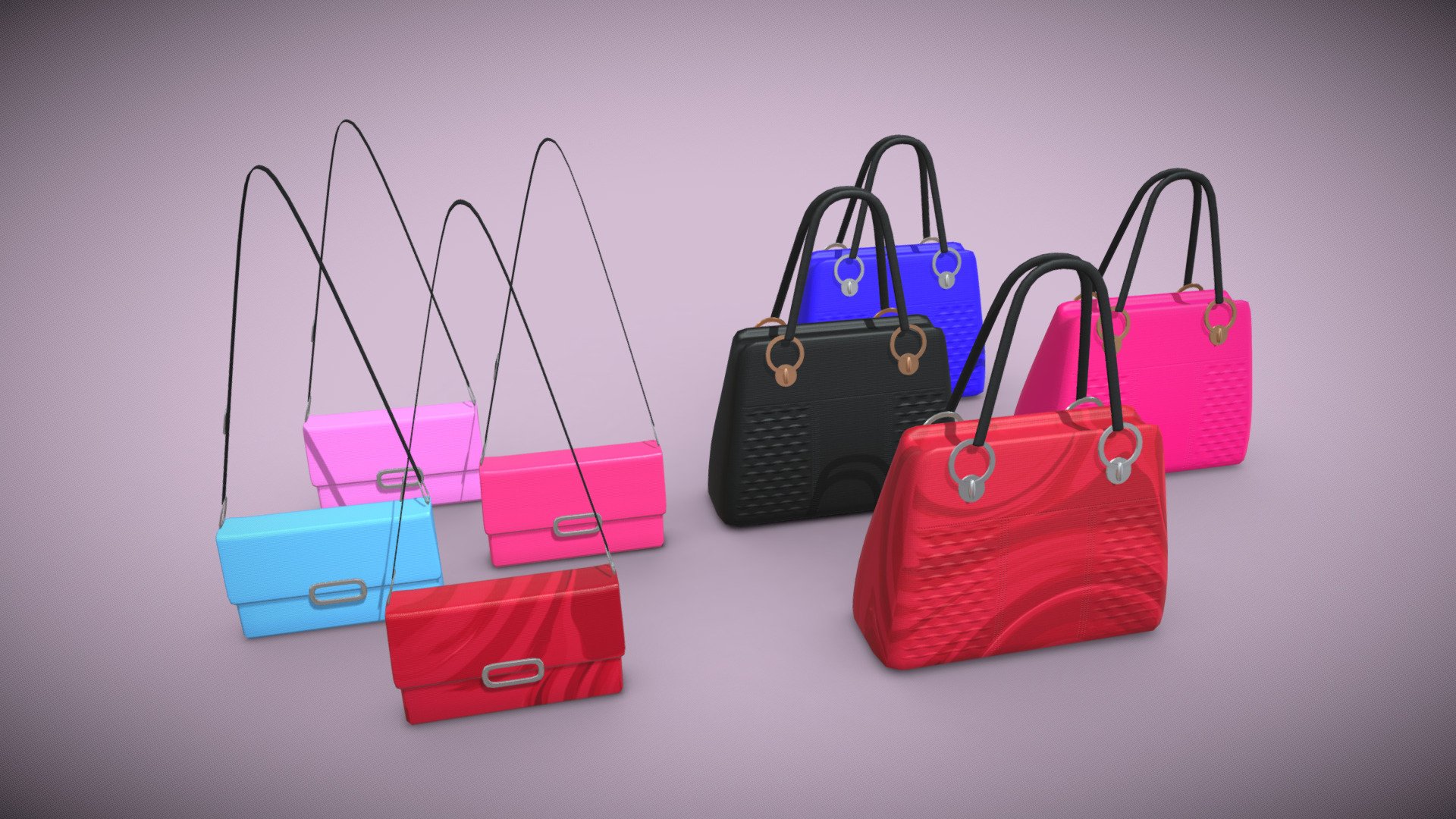 Low-poly model of women's bag.Two different models.

4 texture variations for each model.Textures are in 2K(png) format.

Polygon count : 3272(big bag), 1516(small bag) - Women's Bag(lowpoly) - Buy Royalty Free 3D model by Arjun S R (@SRstudiosKerala) 3d model