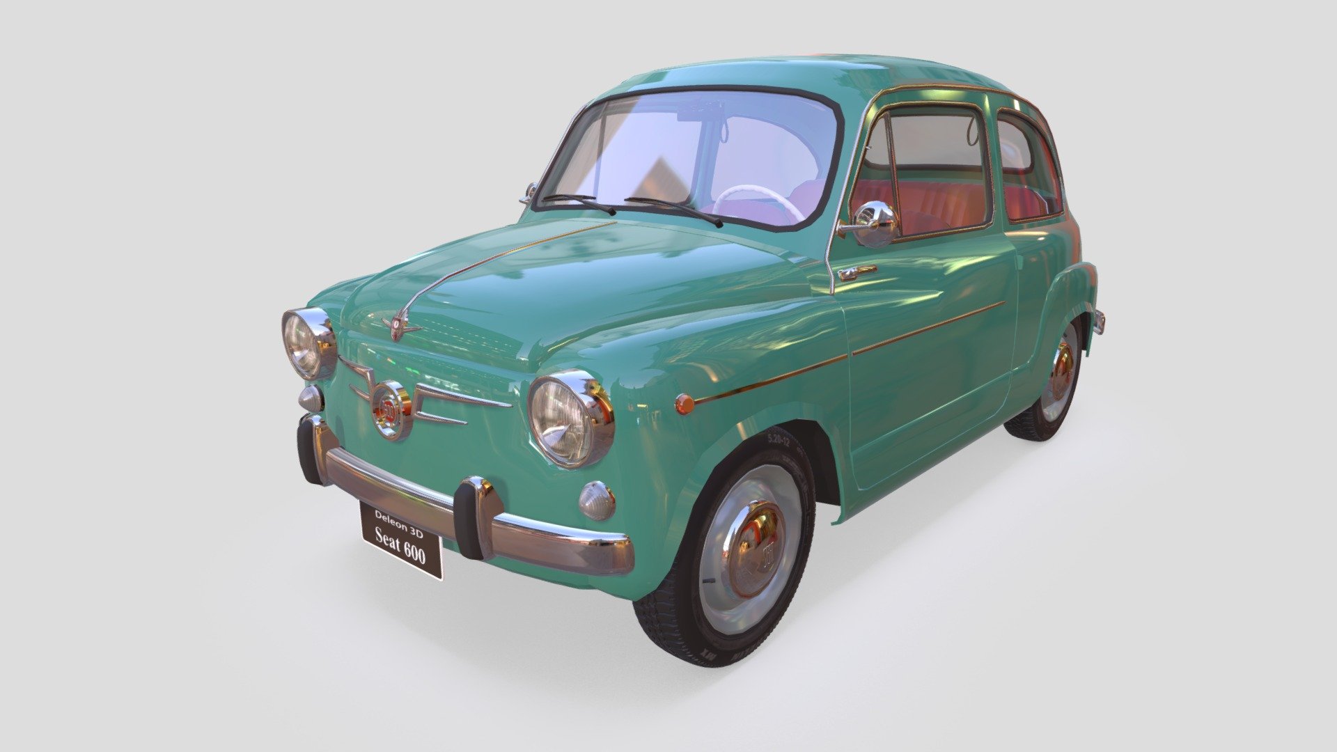 Seat 600 1963, with interior, exterior and suspension completely modeled 3d model