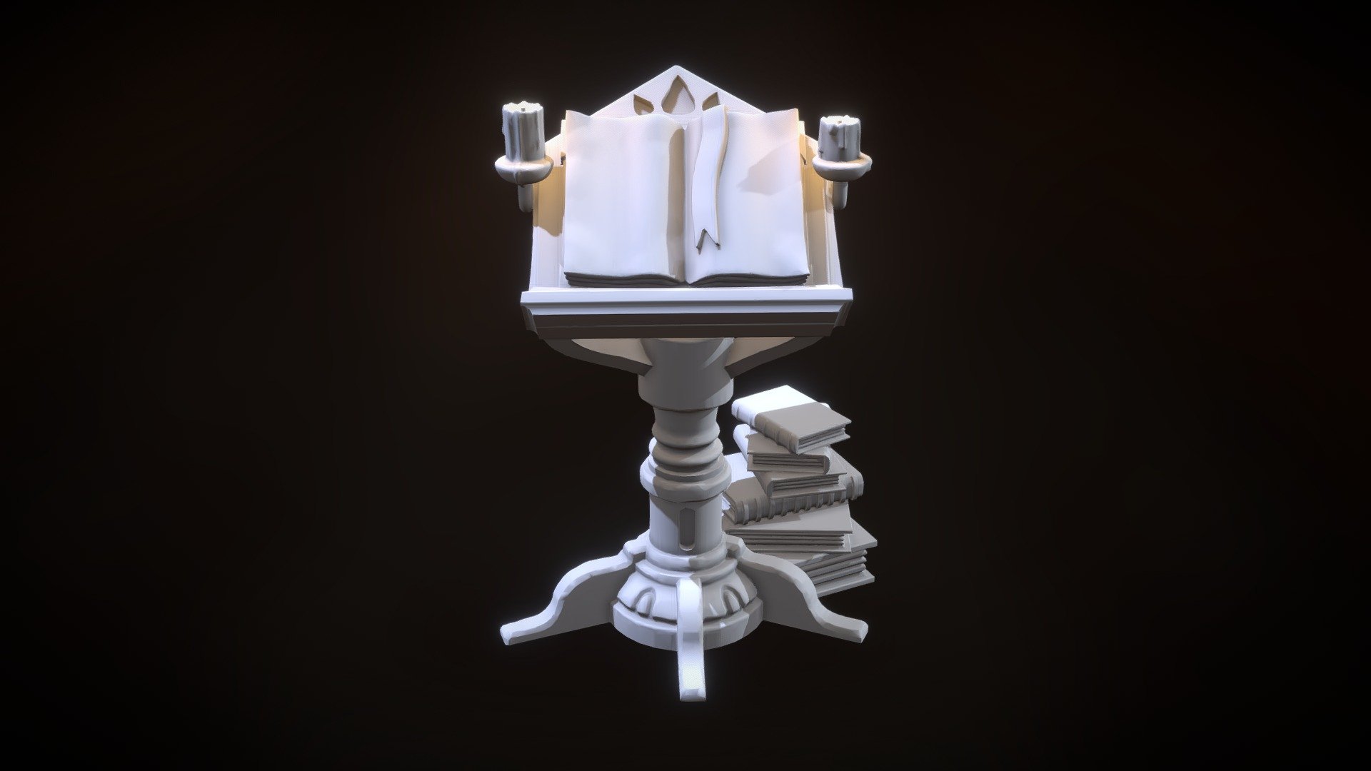 Miniature 3D Printable wooden book stand/podium for D&amp;D and tabletop games!

File available for purchase in a 3D-Printable set from Infinite Dimensions Games:
https://www.infinitedimensions.ca/product/3d-printable-noblemans-furnishings/ - Miniature 3D Printable Book Stand/Podium - 3D model by Rita Puhakka (@RitaPuhakka) 3d model