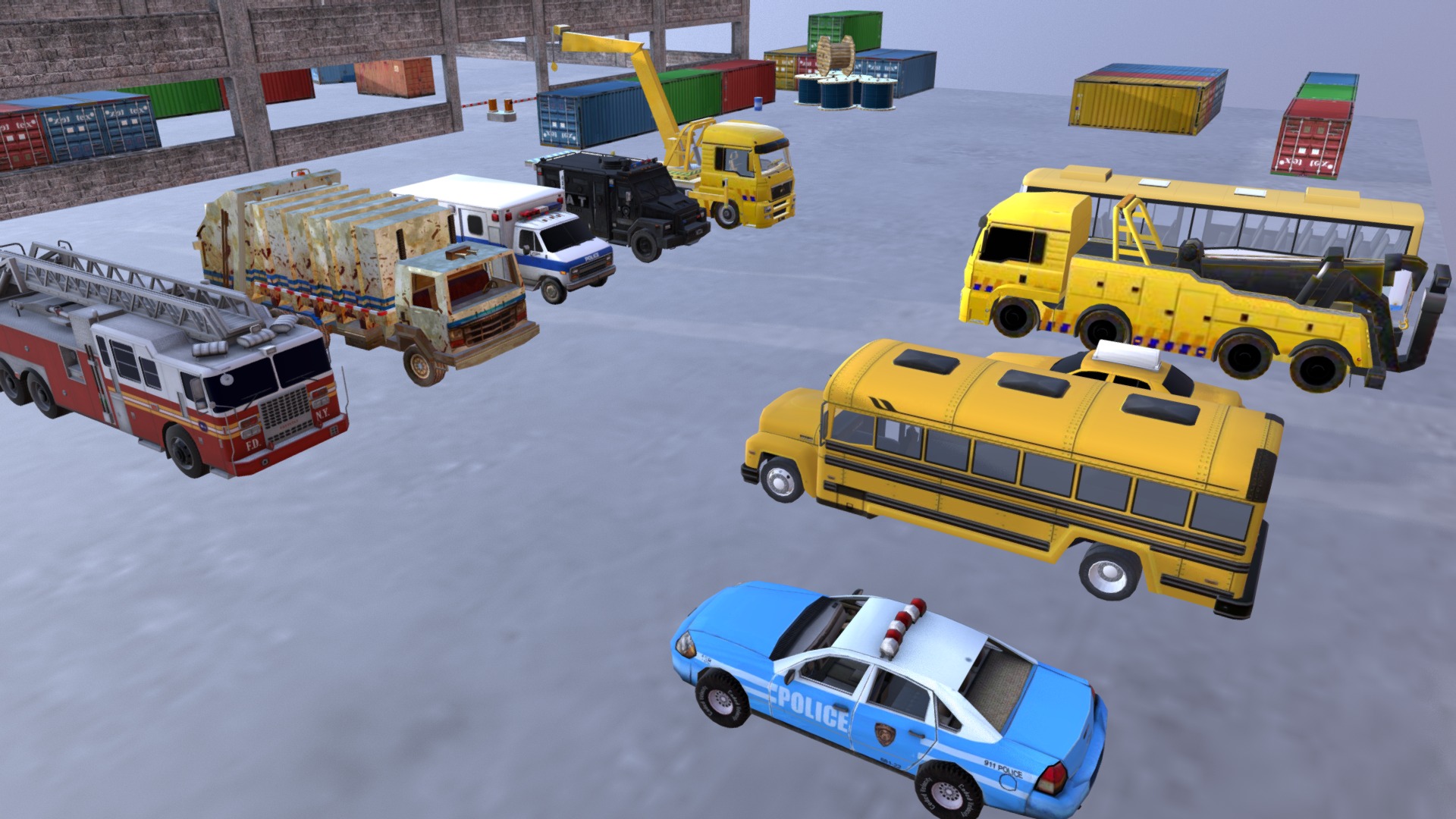 Models pack of serivce cars is perfect for simulators and racing games. Police, ambulance, firetruck and etc 3d model