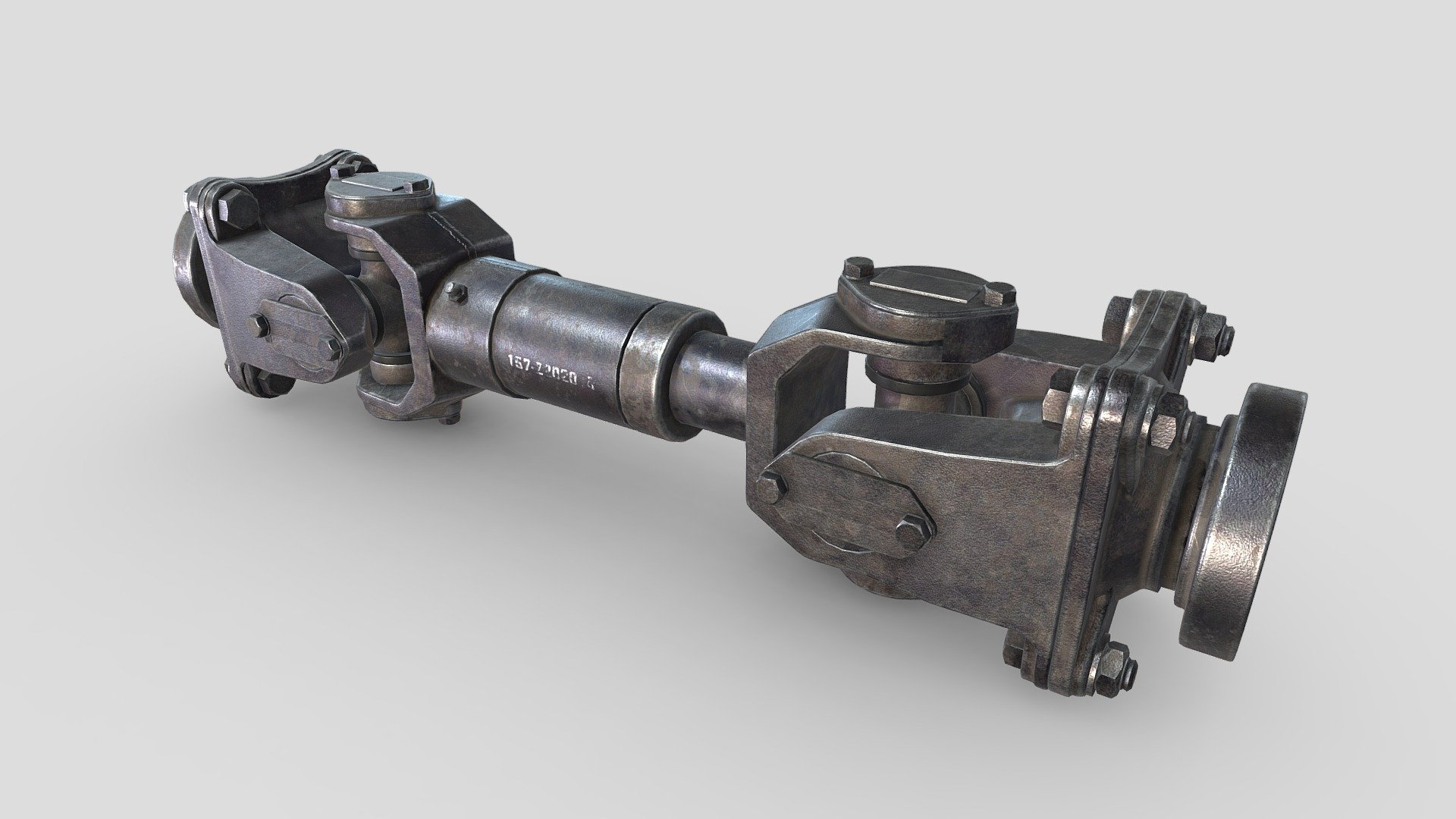 3D model ZIL-157_Driveshaft Main.
A drive shaft, driveshaft, driving shaft, tailshaft (Australian English), propeller shaft (prop shaft), or Cardan shaft (after Girolamo Cardano) is a vehicle component for transmitting mechanical power and torque and rotation, usually used to connect other components of a drivetrain that cannot be connected directly because of distance or the need to allow for relative movement between them 3d model