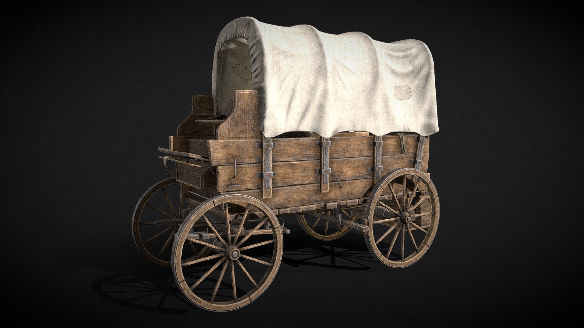 Covered wooden wagon
3 Materials
4096x4096 textures
in the car there are also different things - alcohol, a rag, boxes, a barrel. bags, ammunition, lamp 3d model