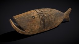 Medieval Wooden Fish Toy fish, kids, games, toy, viking, medieval, doll, vr, figurine, models, childs, carved, pagan, various, game, art, pbr, lowpoly, wood, sculpture