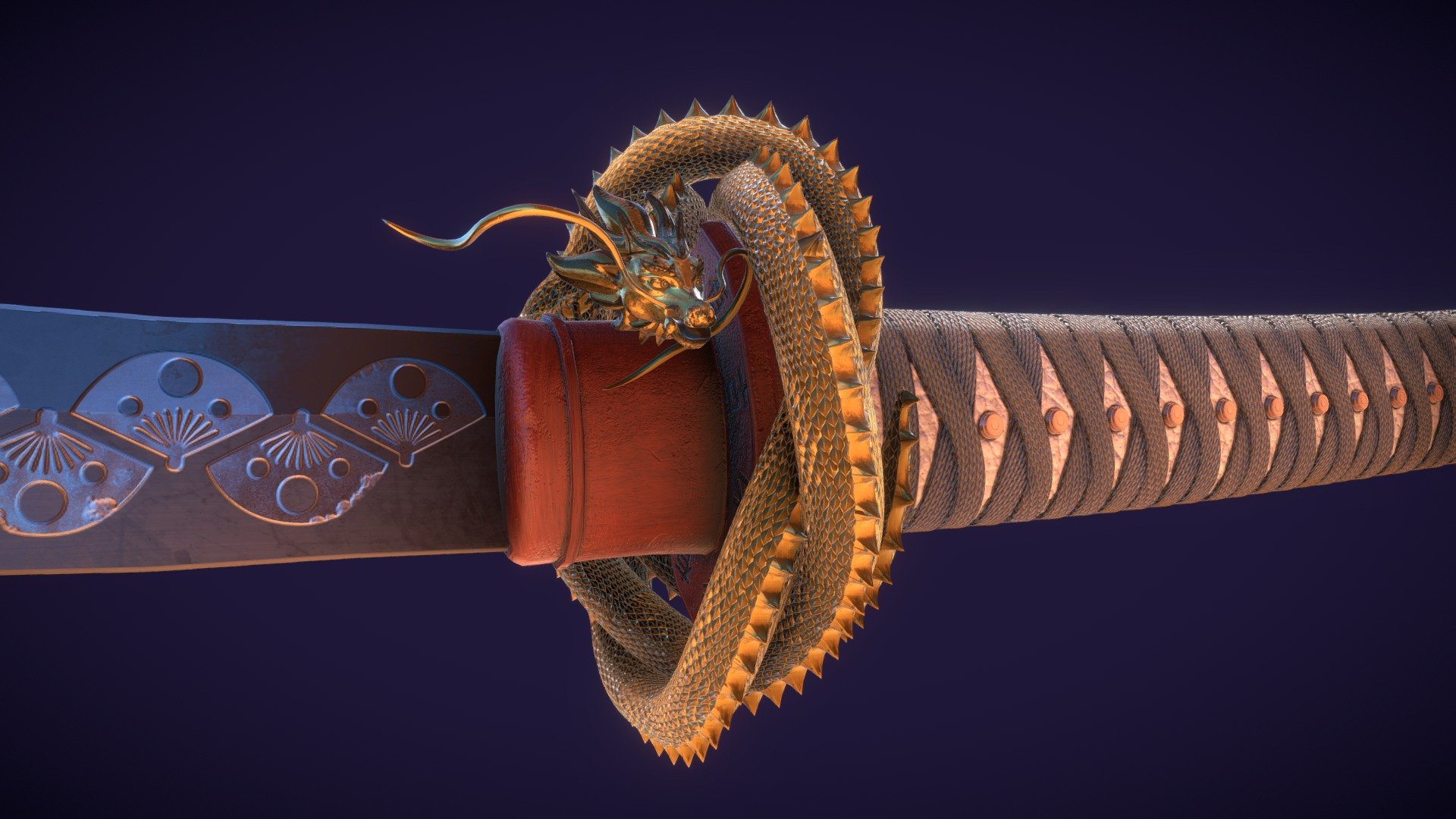 Hi everyone, I present you a katana I made for a school project of a Japanese forge.
Modeling : Maya / Zbrush
Texturing : Substance painter
Rendering : Iray
The full project -&gt; https://www.artstation.com/mickaelsasmaz

Inspired by this amazing work of Vladimir Somov : https://www.artstation.com/artwork/X2gVy
Hope you like it ! - Emperors Katana - 3D model by Mickael_SASMAZ (@mickael.sasmaz) 3d model