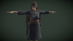 Witch unreal, staff, creepy, realistic, old, game-ready, crone, 3d-model, grandma, character, unity, low-poly, game, pbr, witch, female, fantasy, human, rigged, magic, horror