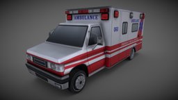 Ambulance ford, ambulance, service, emergency, lowpoly, mobile, car