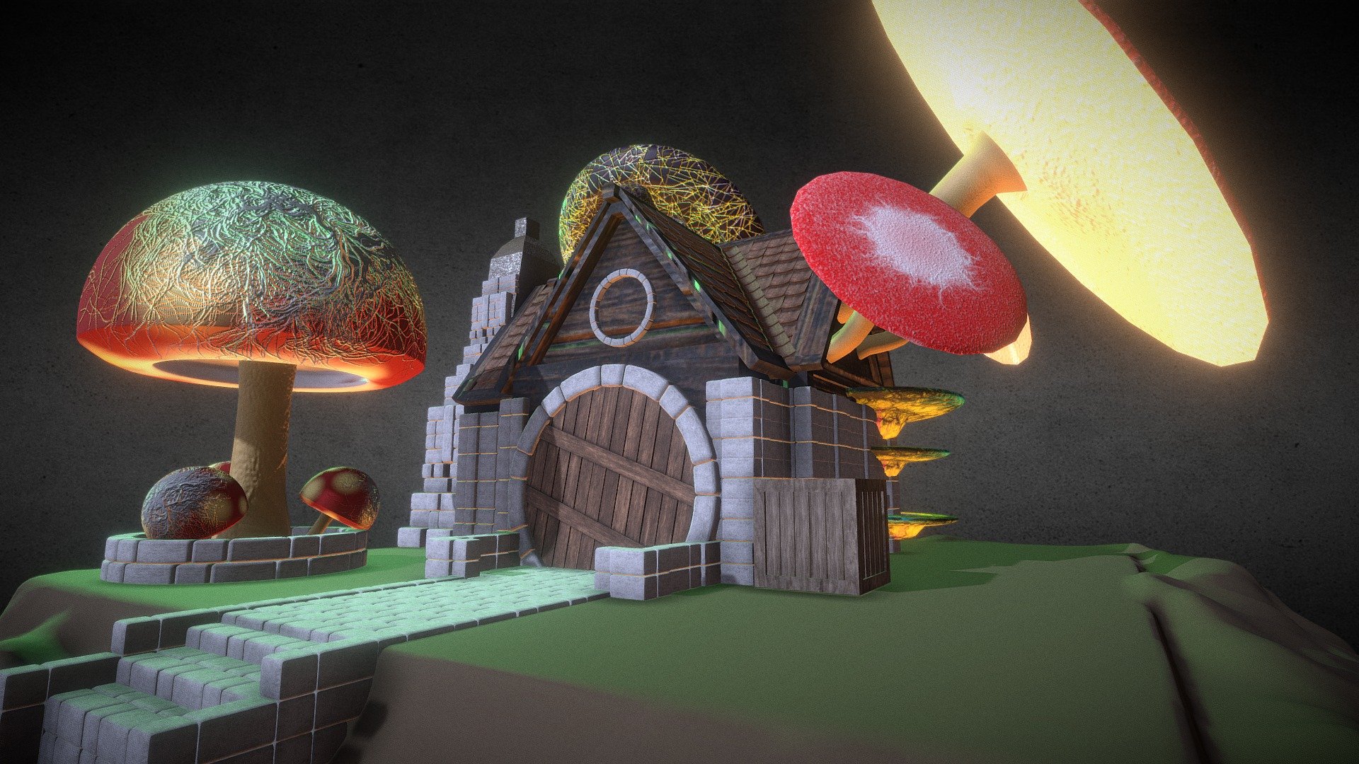 Mushroom House - 3D model by WilliamLopezII 3d model