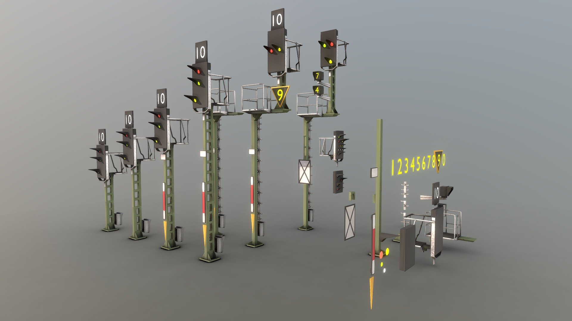 The textured low-poly version of the modular KS railway signals are done (WIP-4).

PBR-textures in 8K res.





High-Poly Version




wip-1



wip-2
 - Railway Signals KS (WIP-4) (Low-Poly) - Buy Royalty Free 3D model by VIS-All-3D (@VIS-All) 3d model