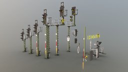 Railway Signals KS (WIP-4) (Low-Poly) railway, ks, wip-4, bahn, signals, low-poly, ks-signal, signalmast, railway-signals, train-signals, construction-set