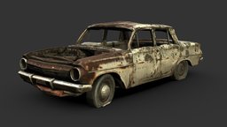 Abandoned Sedan (Gameready from Scan) abandoned, sedan, prop, post-apocalyptic, wreck, rusty, antique, junkyard, ruined, old, asset, vehicle, pbr, gameasset, car, gameready, noai