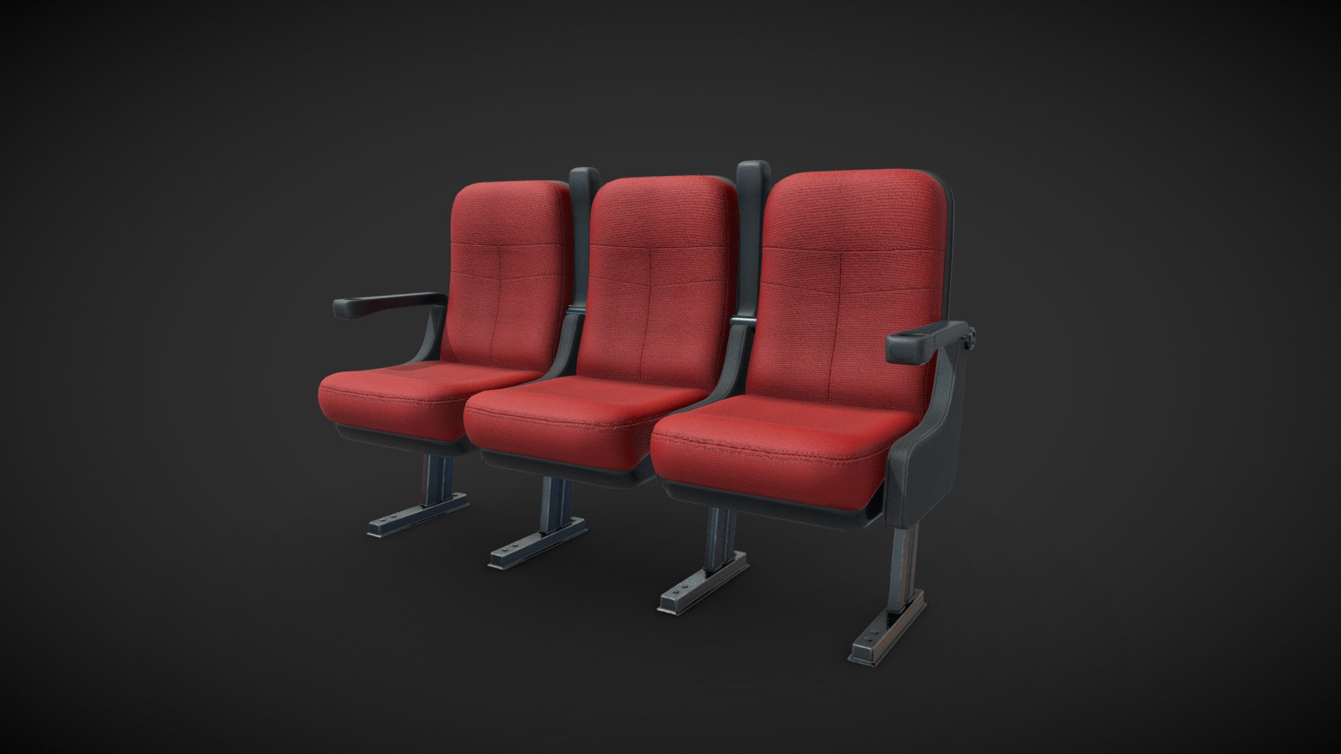 Cinema Armchairs

I made them in Blender 3D (modeling, scuplting, retopology, unwraping) and textured in Substance Painter.

I dropped down from 40 mln tris (bit overkill, my mistake) to 27k. Didnt went lower cuz wanted all curves looks nice and i was out of time. (for sure would be lower amount if put more time in it, topology isnt best for same reason) 

I was limited to use 1024x1024 textures only - Cinema Armchairs - 3D model by wlodarski3d 3d model