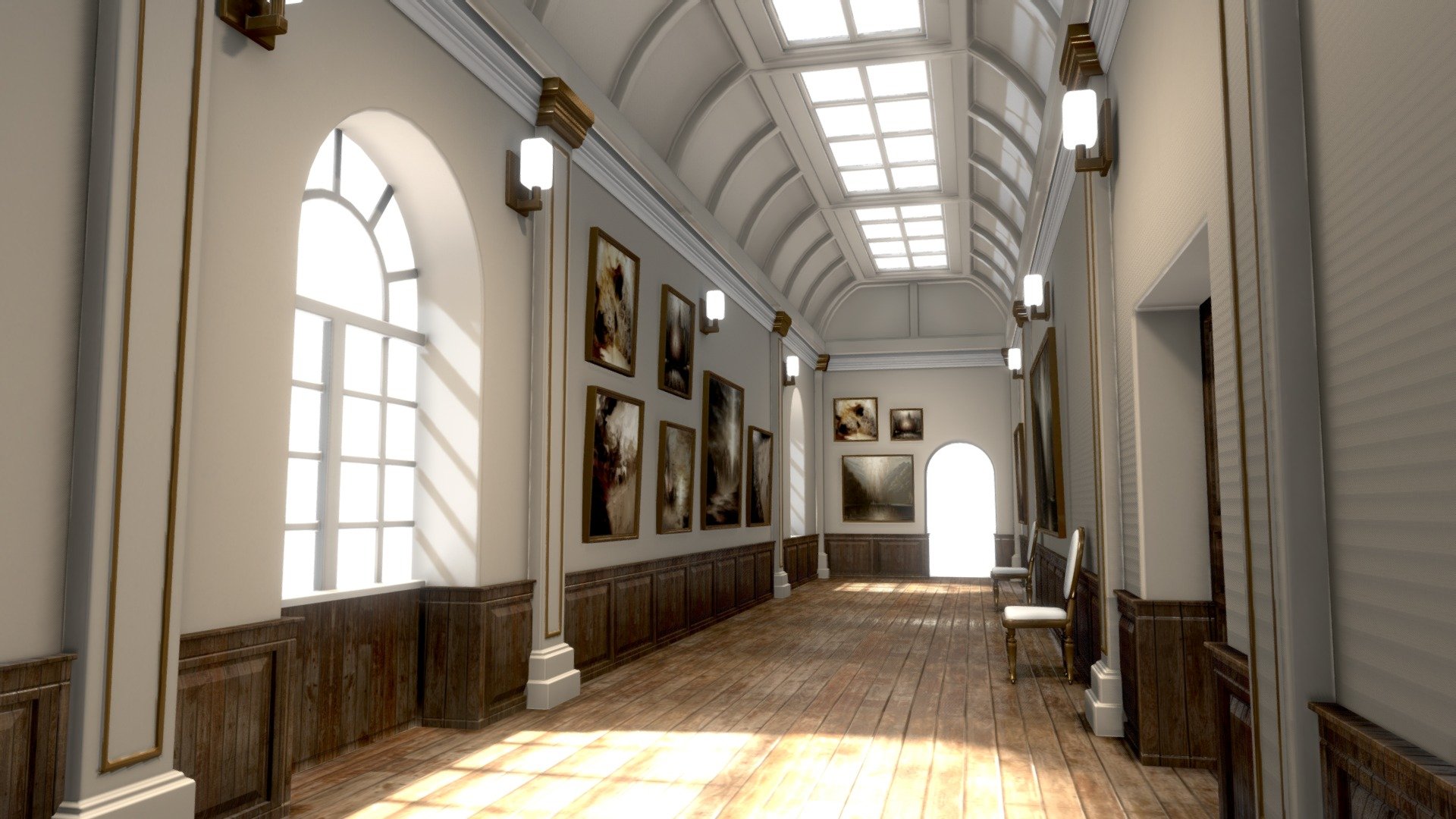 Art Gallery Hallway - Buy Royalty Free 3D model by Janis Zeps (@zeps9001) 3d model