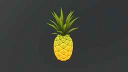 Pineapple plant, food, fruit, pineapple, summer, sweet, handpainted, low-poly, hand-painted