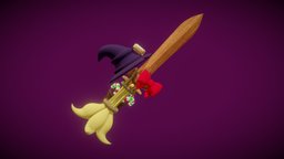 Swordtember 2023 Day 27: Folklore game-art, candies, weapon, witch, sword, stylized, swordtember, swordtember2023, noai, befana