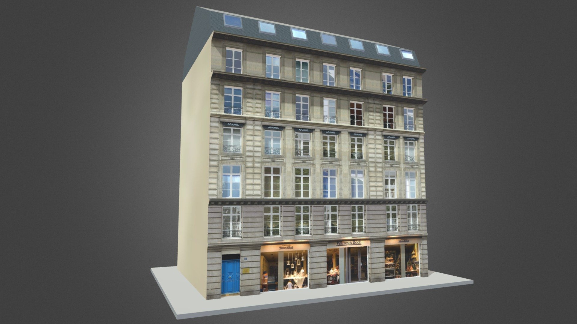 Typical Parisian Corner Building
Originally created with 3ds Max 2015 and rendered in V-Ray 3.0. Including Cinema 4D R13 Version

Total Poly Counts:
Poly Count = 68203
Vertex Count = 70783 - Typical Parisian Corner Building 02 - 3D model by nuralam018 3d model