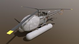 SNCASE SE.3130 Alouette II (Floats version) simulator, flightgear, aircrafts, blender, helicopter