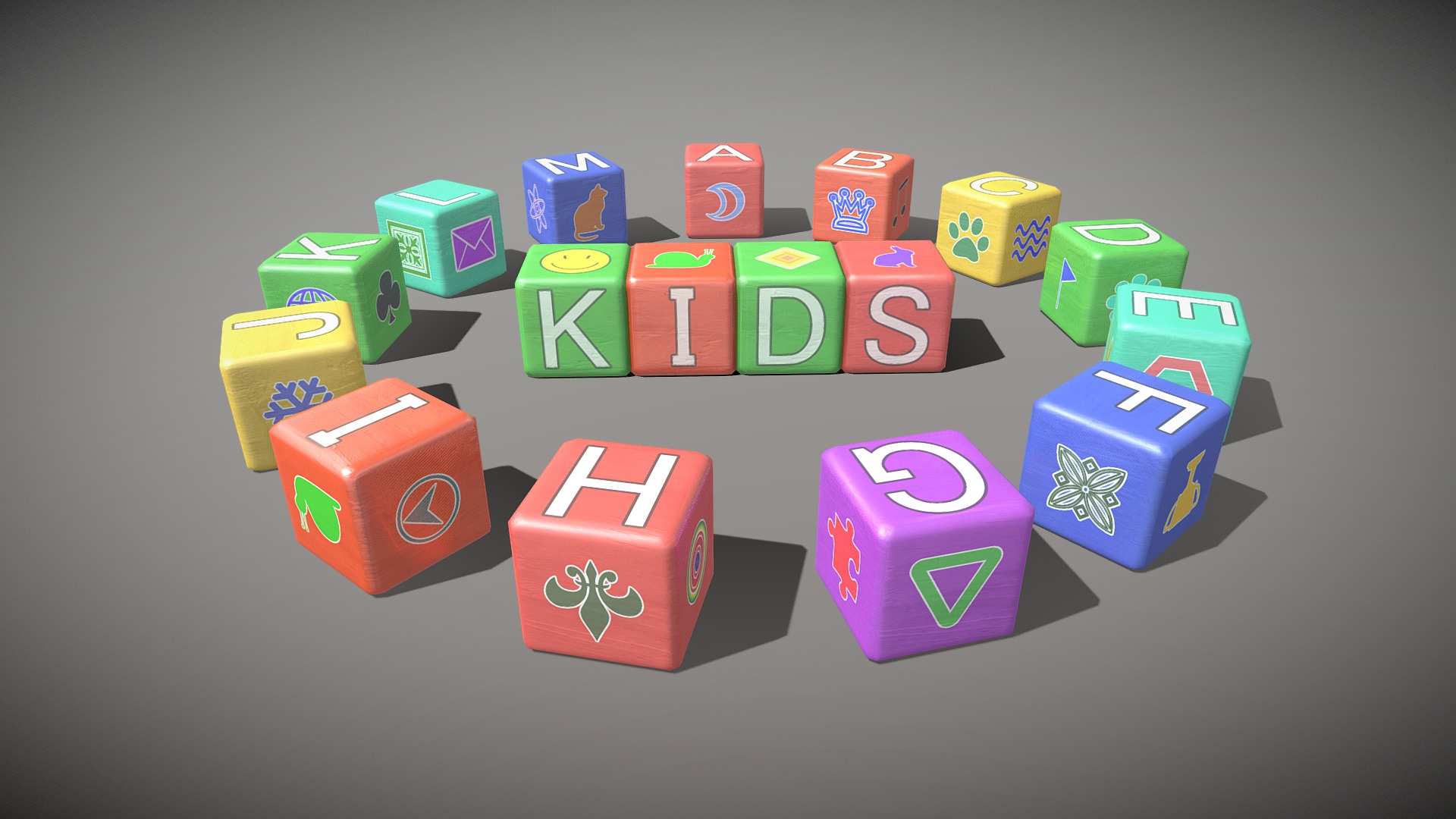 Add nice details to your scenes&hellip; - Babies alphabet cubes toys clean 3d model