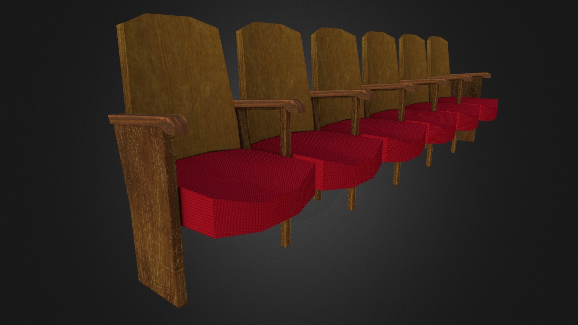 A set of lowpoly cinema chairs row 3d model