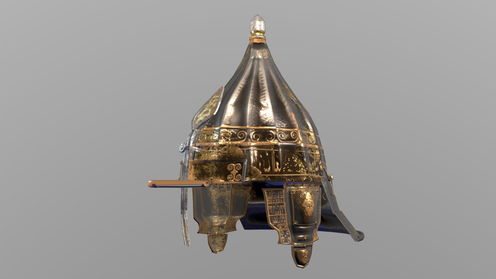 a golden helmet 
really like this this design
:D - turkish helmet - 3D model by alen9868 3d model