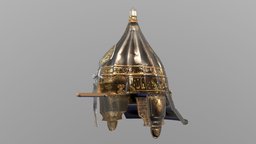 turkish helmet armor, medieval, golden, helmet