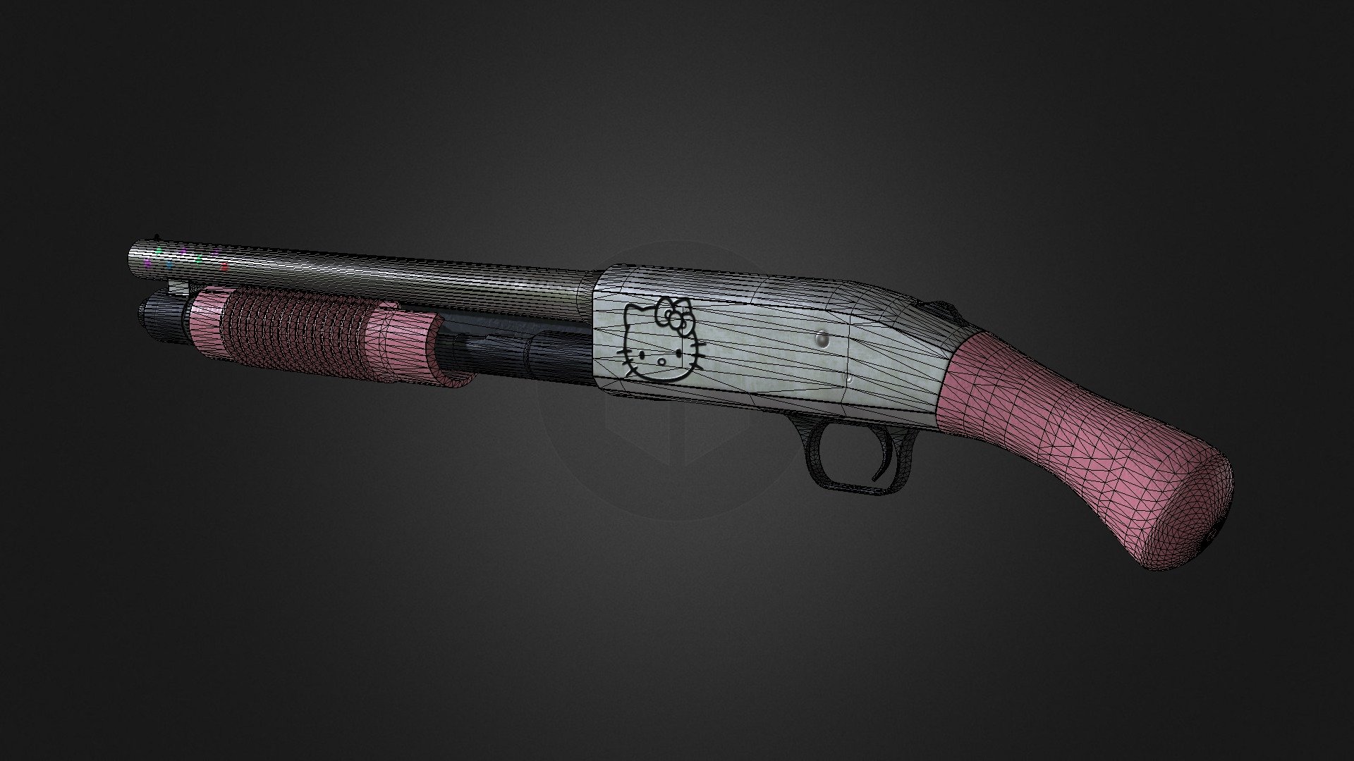 This is a custom Mossberg 590. This texture theme is Hello Kitty 3d model