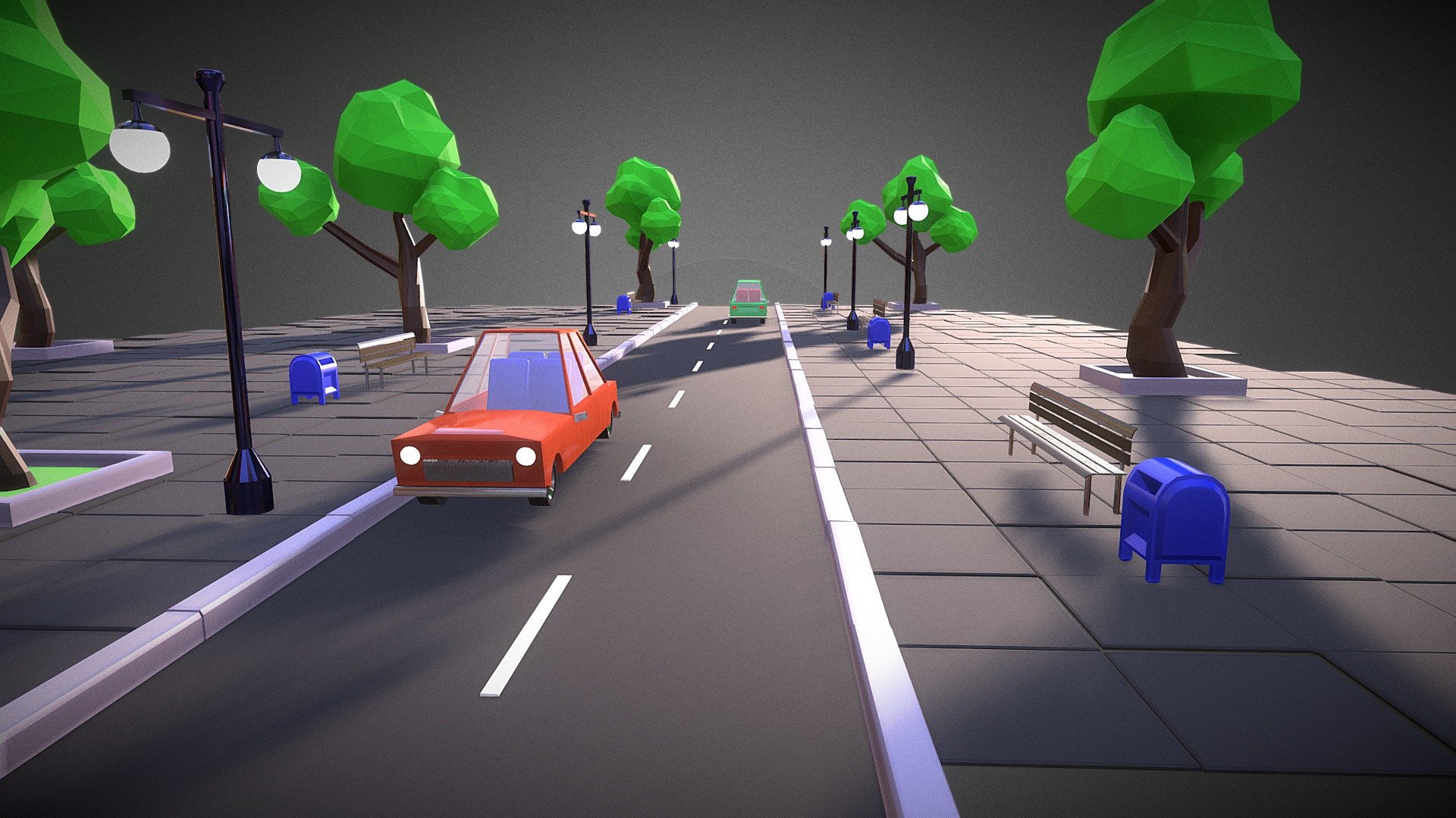 Road with cars cartoon style - Road with cars cartoon style - Download Free 3D model by visotsky.vyacheslav 3d model