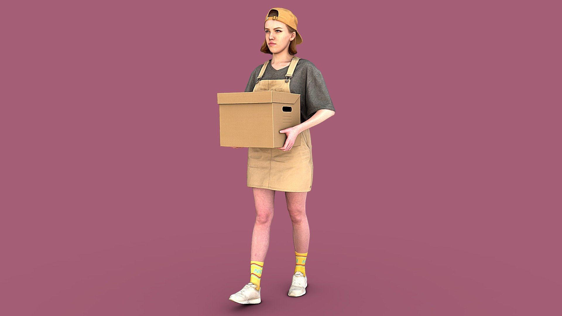 Follow us on Instagram 💛

✉️ A young petite blonde carries a small box of things in her hands. She is wearing denim overalls, colored socks, sneakers and a yellow cap.

🦾 This model will be an excellent mid-range participant. It does not need to be very close and try to see the details, it reveals and demonstrates its texture as much as possible in case of a certain distance from the foreground.

⚙️ Photorealistic Casual Character 3d model ready for Virtual Reality (VR), Augmented Reality (AR), games and other real-time apps. Suitable for the architectural visualization and another graphical projects. 50 000 polygons per model.

XHJS77 - Girl with Box - 3D model by kanistra 3d model