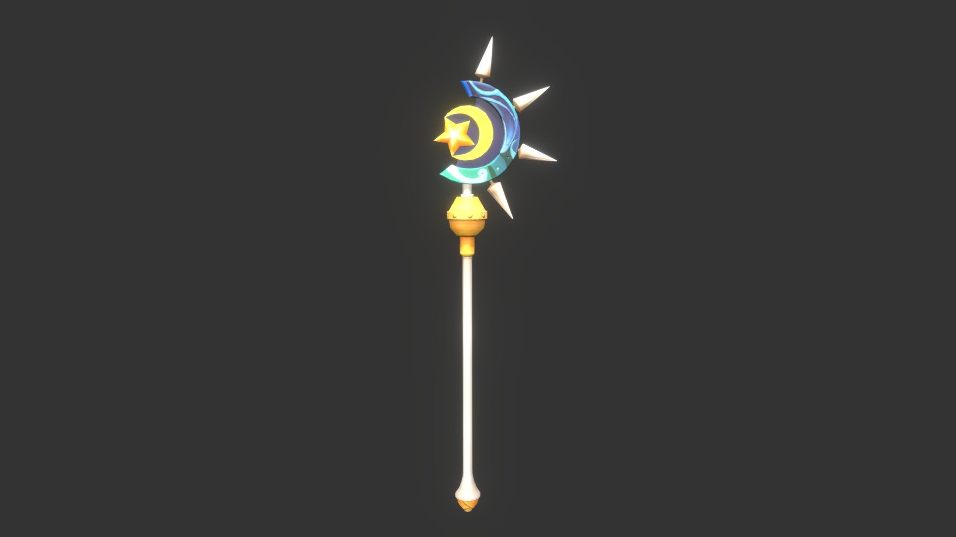 Handpainted Staff for fantasy games. This is the Moon &amp; Star theme 3d model